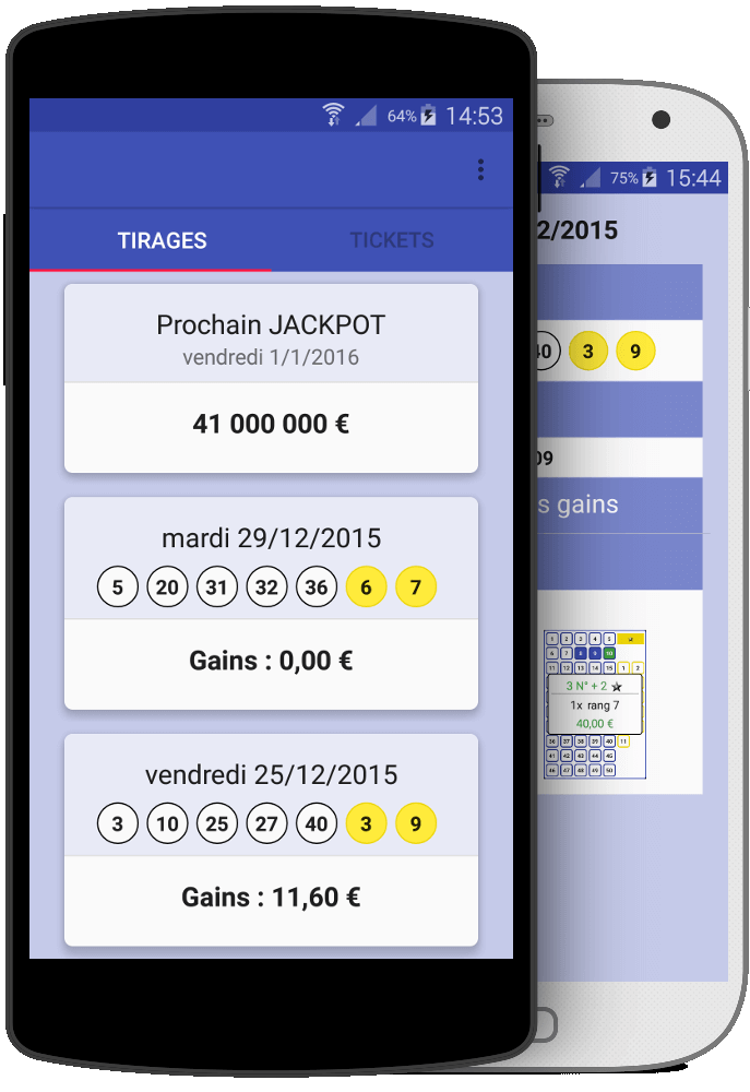 Capture d'écran de l'euromillions app